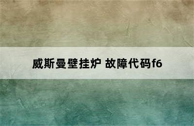 威斯曼壁挂炉 故障代码f6